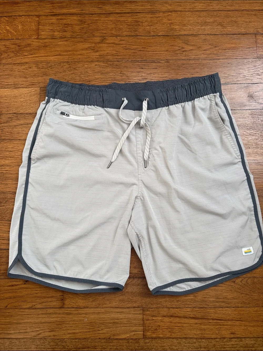 Vuori Men's Swim Hybrids - Light Gray with Charcoal Trim Unlined